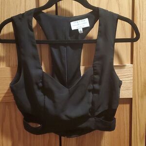 Kendall & Kylie Black Crop Top with Cut Outs
